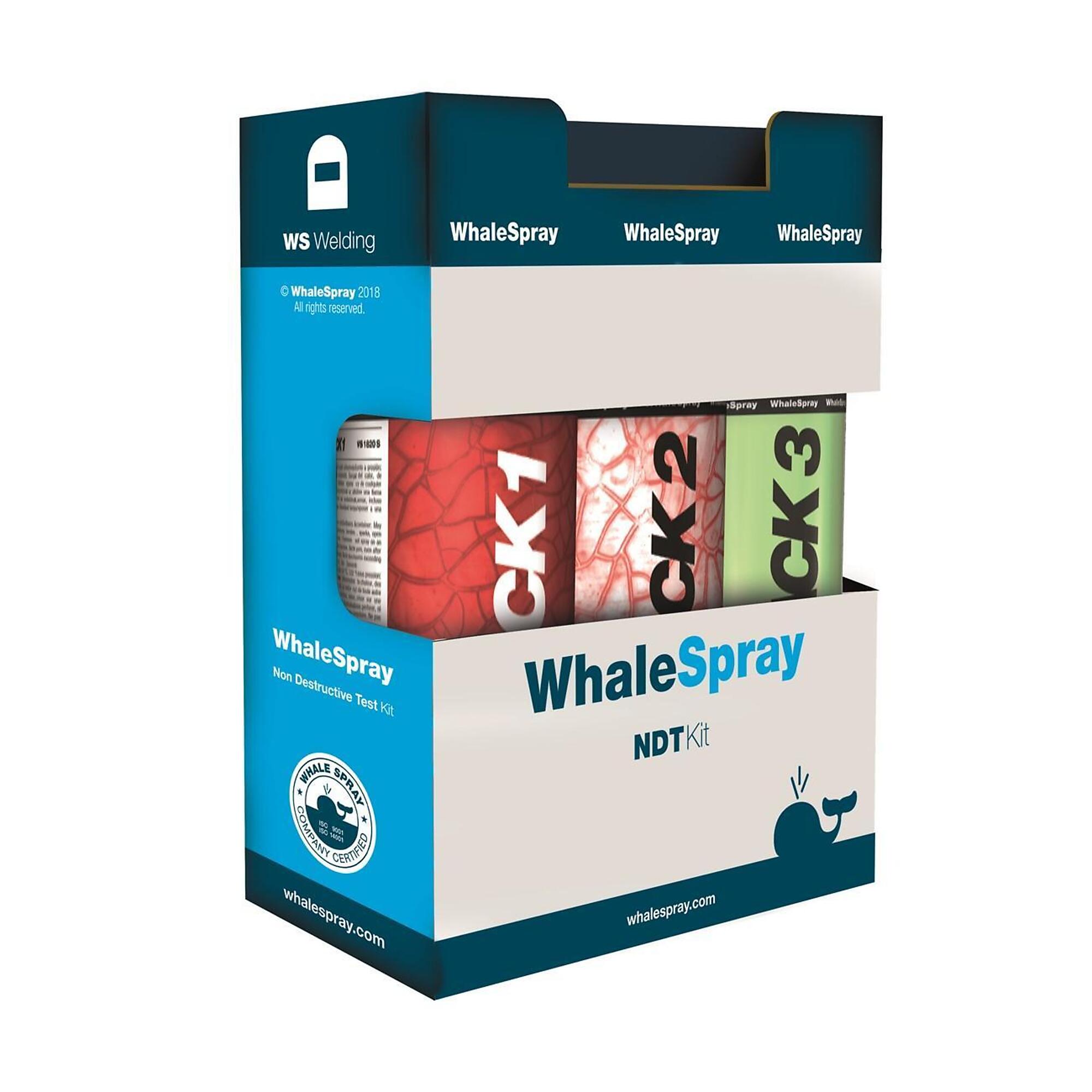 WhaleSpray Welding NDT Test Kit, Crack 1, 2 and 3 Aerosol, Model# WSPKITNDT4